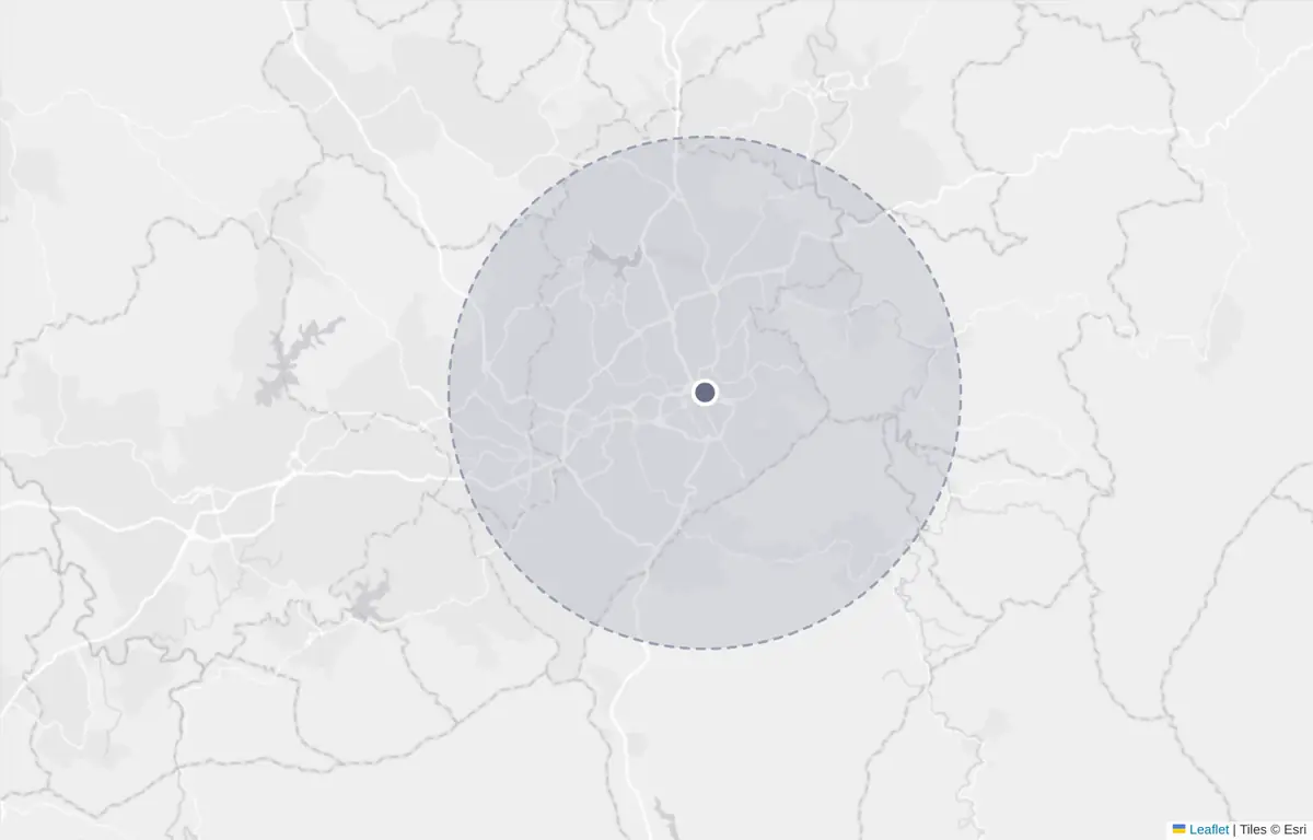 “Belo Horizonte — 86% das visitas.” Uma mancha de cerca de 15 km, estimada pelo IP. Não diz quem assistiu nem de que bairro.